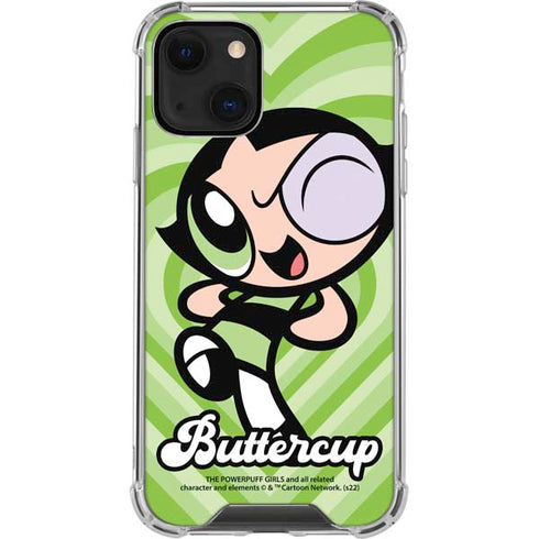 Cartoon Network Powerpuff Girls Buttercup Green Hearts iPhone 14 Clear Case